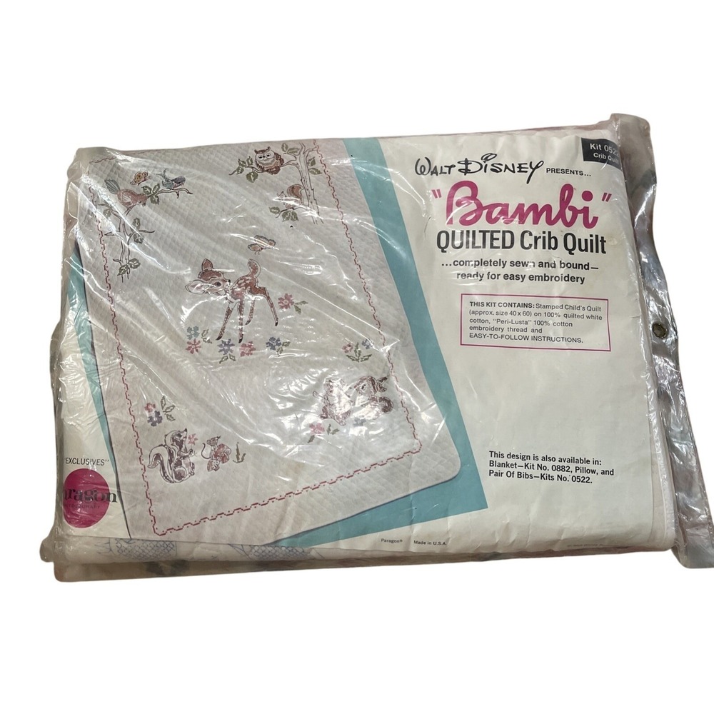 Vtg‎ Walt Disney's Bambi Quilted Crib Quilt Paragon Needlepoint Kit #0522 NEW